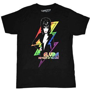 Elvira Pride Rainbow Bolt Men's Black T-shirt S-M-L-XL-2XL-3XL NWT